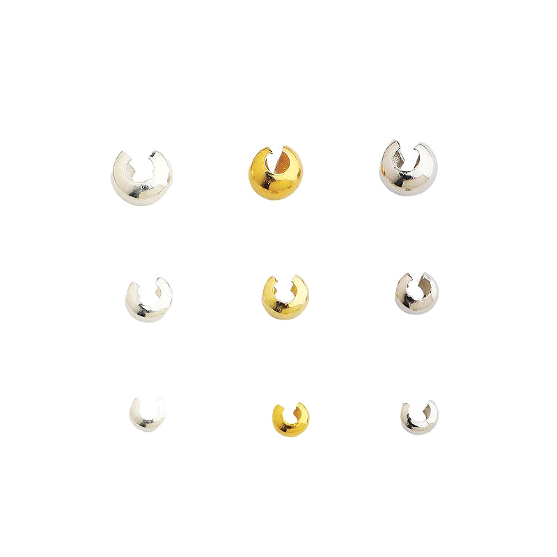 10pcs S925 Sterling Silver Crimp Beads, 3mm 4mm 5mm DIY Jewelry Bead Caps