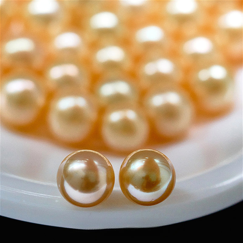 5A 8–15mm Golden South Sea Pearl Stud Earrings in 18K Gold Setting