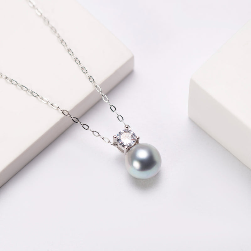 Natural Akoya Grey Blue Saltwater Pearl Beads for DIY Jewelry Making