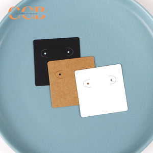 100pcs wholesale 5x5cm earring display cards with two holes for stud hoop jewelry black white paper cards small jewelry packaging