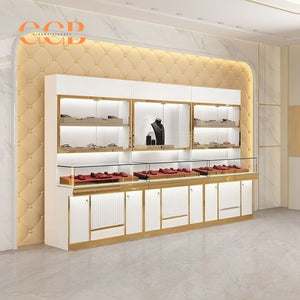 Upright Luxury Glass Jewelry Display Cabinet, Floor Standing Storage with Drawers, Showcase for Jewelry Stores