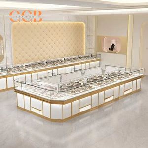 Luxury Glass Jewelry Display Cabinet, Floor Standing Storage with Drawers, Showcase for Jewelry Stores