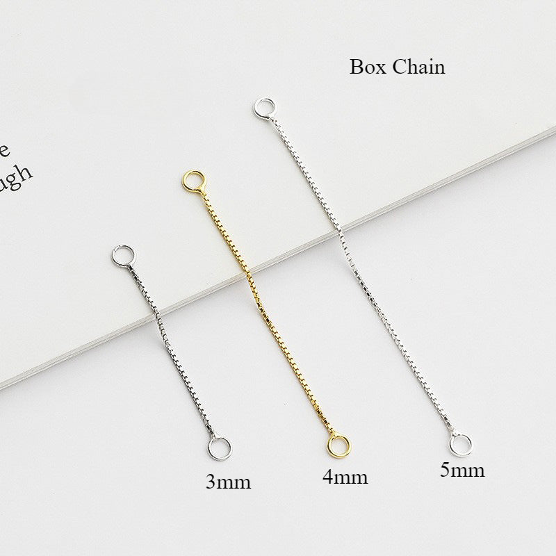 10pcs S925 Sterling Silver Cross Chain Extension Box Chain  3-5cm