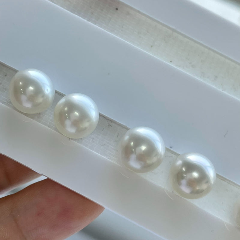 4A 8-14mm Australian South Sea White Pearl, Natural Round Undrilled Loose Pearl for Custom Jewelry, Strong Cool White Luster Near Flawless
