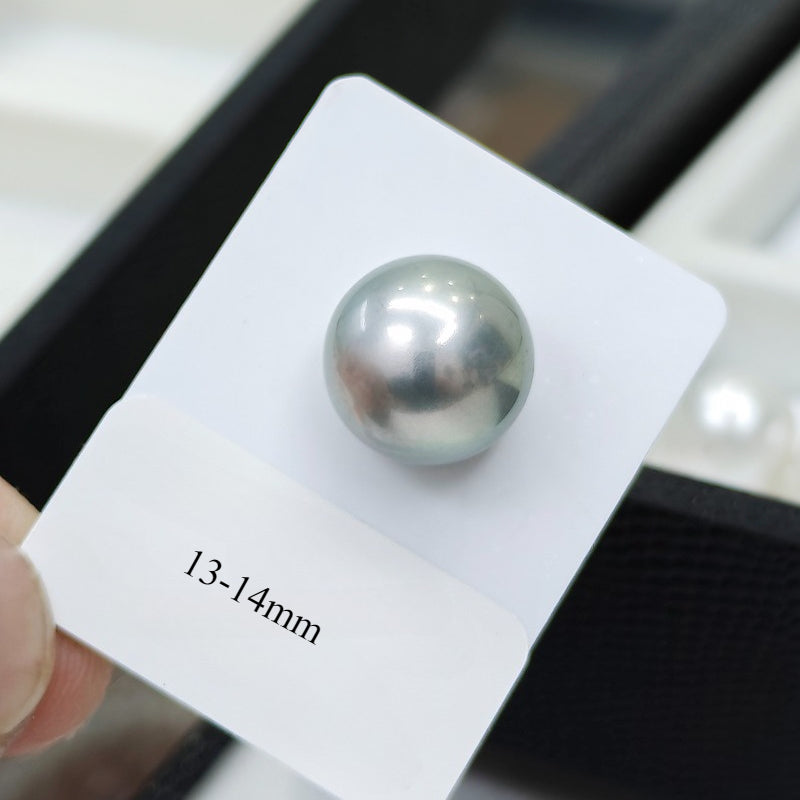 5A 9-14mm Light Platinum Grey Tahitian Pearl, Natural Round Saltwater Pearl High Luster Loose Pearl