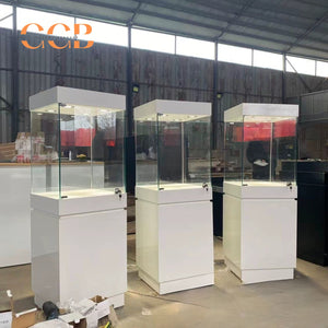 Glass Display Cabinet with LED Light, Collectibles Display Case, Curio Display Cabinet, Lockable Showcase, Retail Display