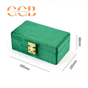 Velvet Jewelry Box with Lock, Multi-Compartment Organizer with Earring Hooks, Ring Slots & Necklace Pouch, Vanity & Travel Storage
