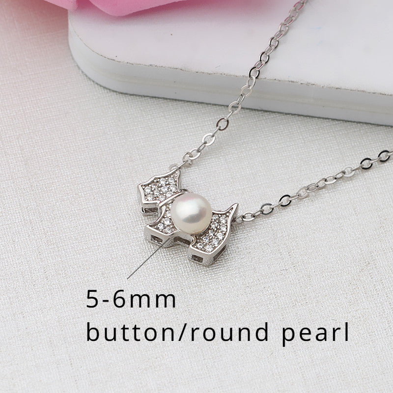 S925 Sterling dog pearl pendant setting