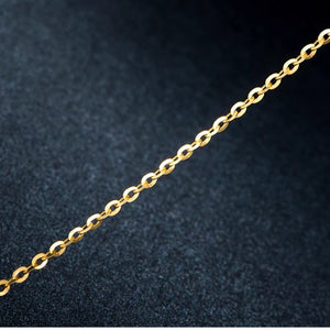 18K Gold O Chain Necklace AU750, Adjustable 40-50cm Flash O Link Collarbone Chain for Pendant