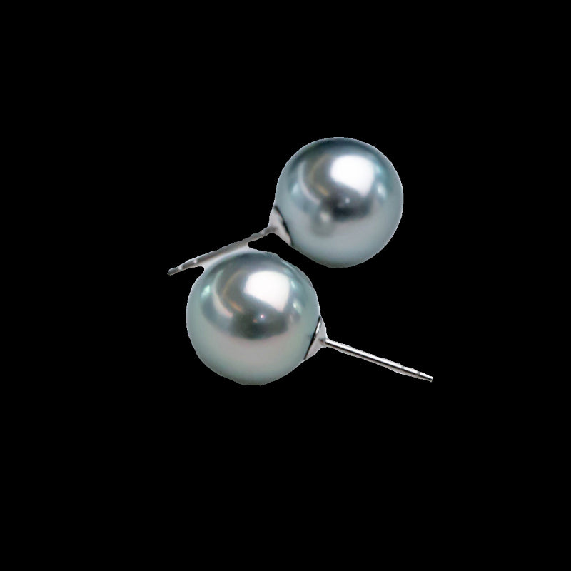 5A 9-14mm 18K Gold Tahitian Gray Loose Round Pearl, Platinum Grey Pearl