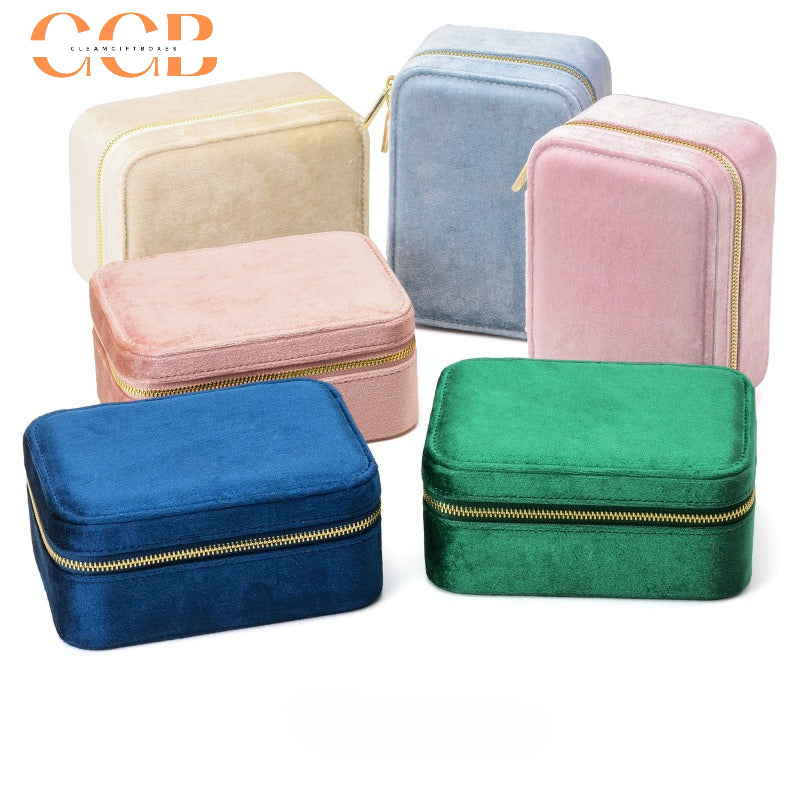 Velvet Travel Jewelry Case, Portable Zipper Organizer for Rings, Earrings & Necklaces, Bridesmaid Gift, Travel Accessory