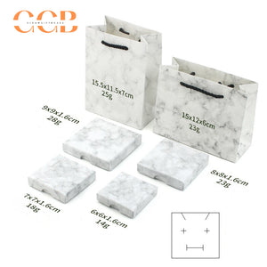 10pcs 1.6cm thin jewelry box set, kraft brown white marble black, luxury packaging for rings earrings bracelets, flat gift boxes