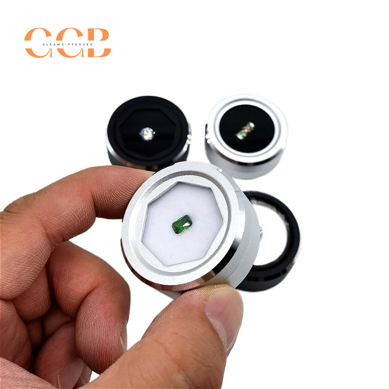 5pcs Clear glass round loose stone display box