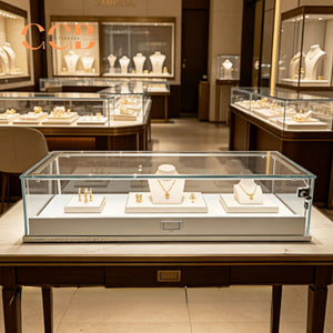 Glass Jewellery Display Cabinet with LED Light Option, Collectibles Display Case, Curio Display Cabinet, Lockable Showcase, Retail Display