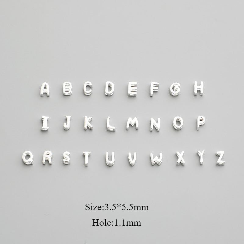 S925 Sterling Silver Alphabet Spacer Beads for DIY Bracelet Making