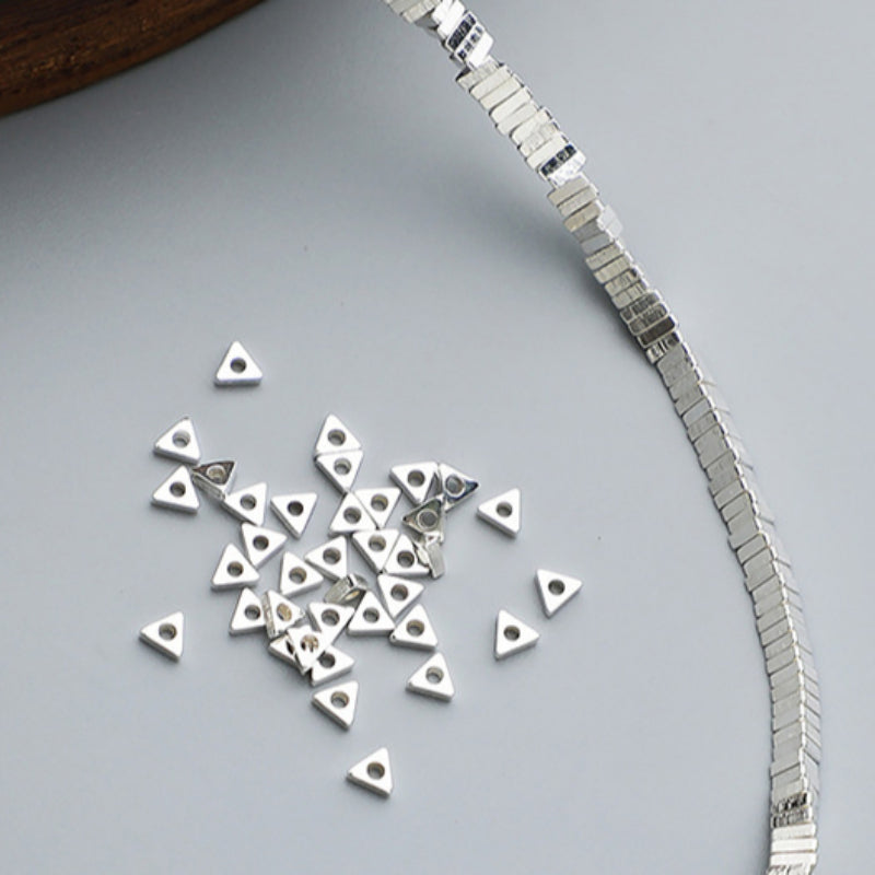10pcs 2-3mm S925 Sterling Silver Triangular Spacer Beads