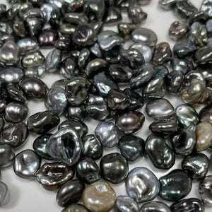 3A 2-12mm Tahitian Keshi Pearl, Natural Black Loose Saltwater Pearl with Good Luster, Undrilled Half Drilled 1mm or Fully Drilled 0.7mm