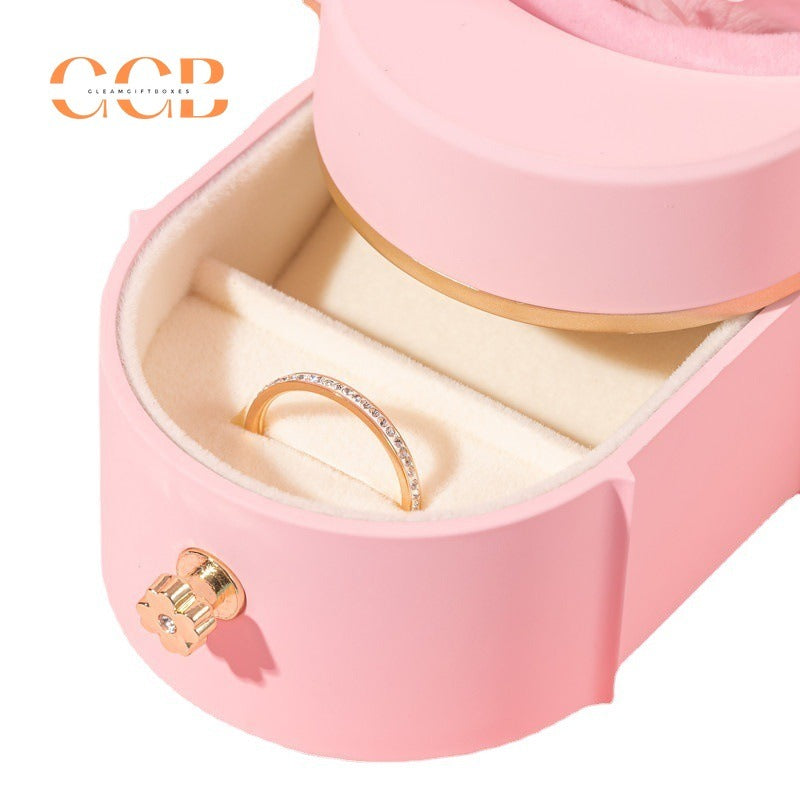 Preserved Four-Leaf Clover Flower Ring or Pendant Jewelry Box