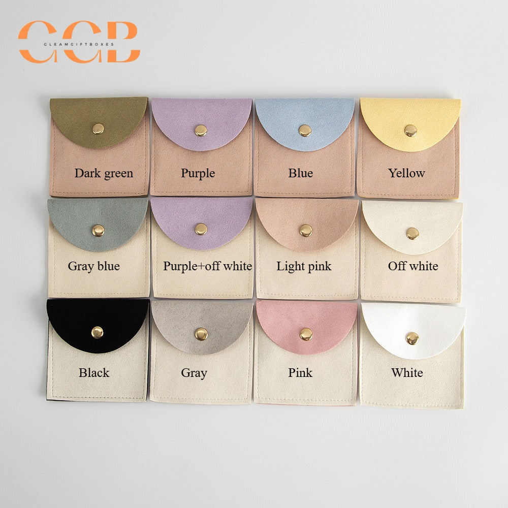 20pcs 8x8cm multi color jewelry pouch, soft suede travel pouch for rings earrings necklaces, customizable jewelry packaging bags