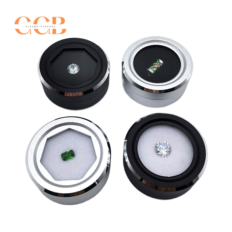 5pcs Clear glass round loose stone display box