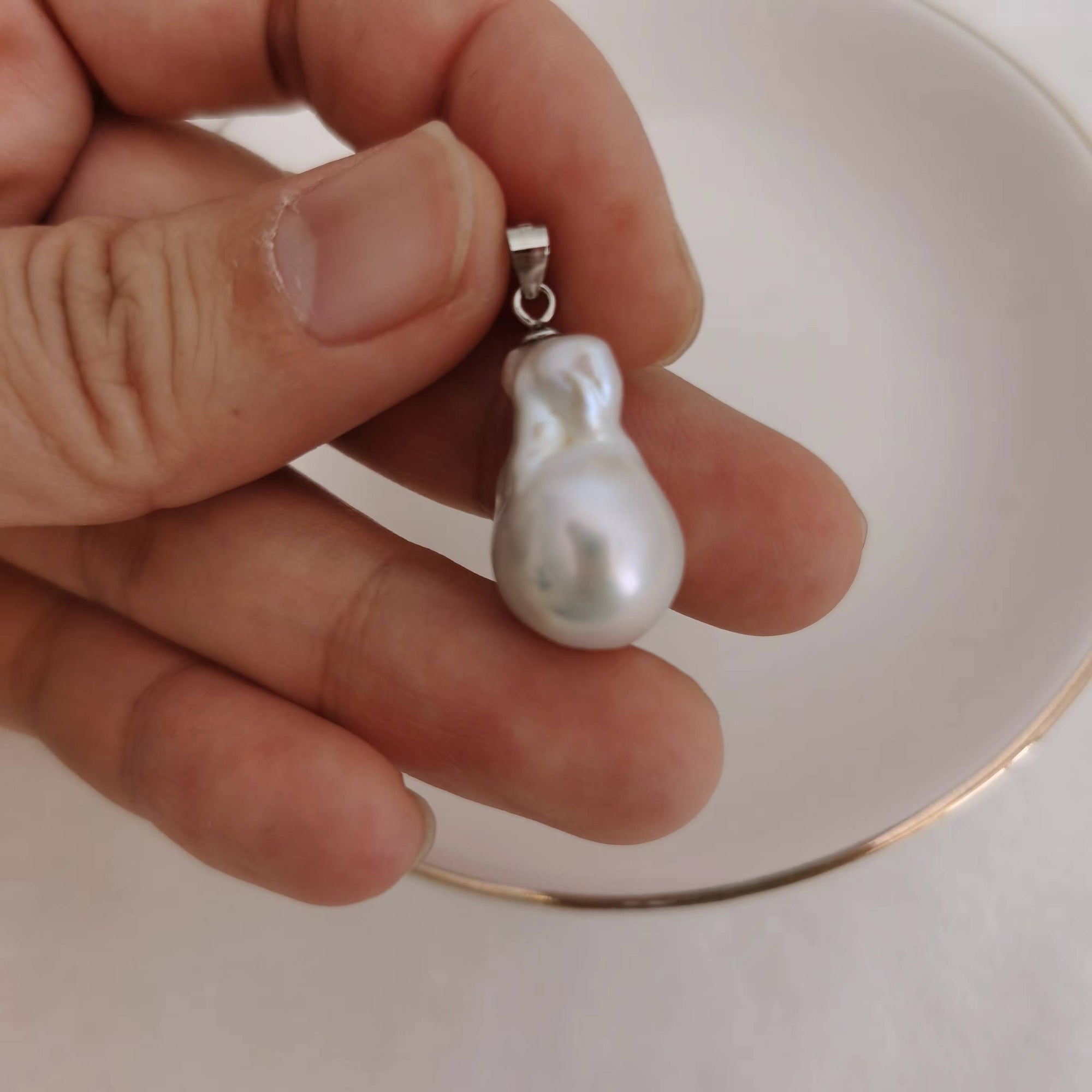 1pc 12-13mm Teardrop Baroque pearl pendant, S925 sterling silver