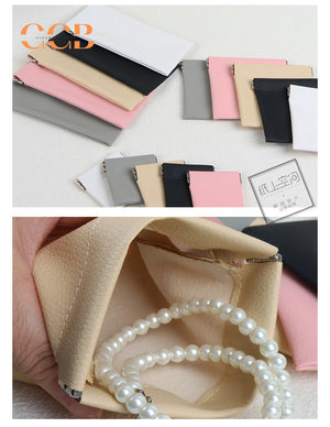 20pcs Lychee Pattern Faux Leather Snap Pouch | Custom LOGO Multi-Functional Storage Bag for Jewelry, Glasses & Necklaces