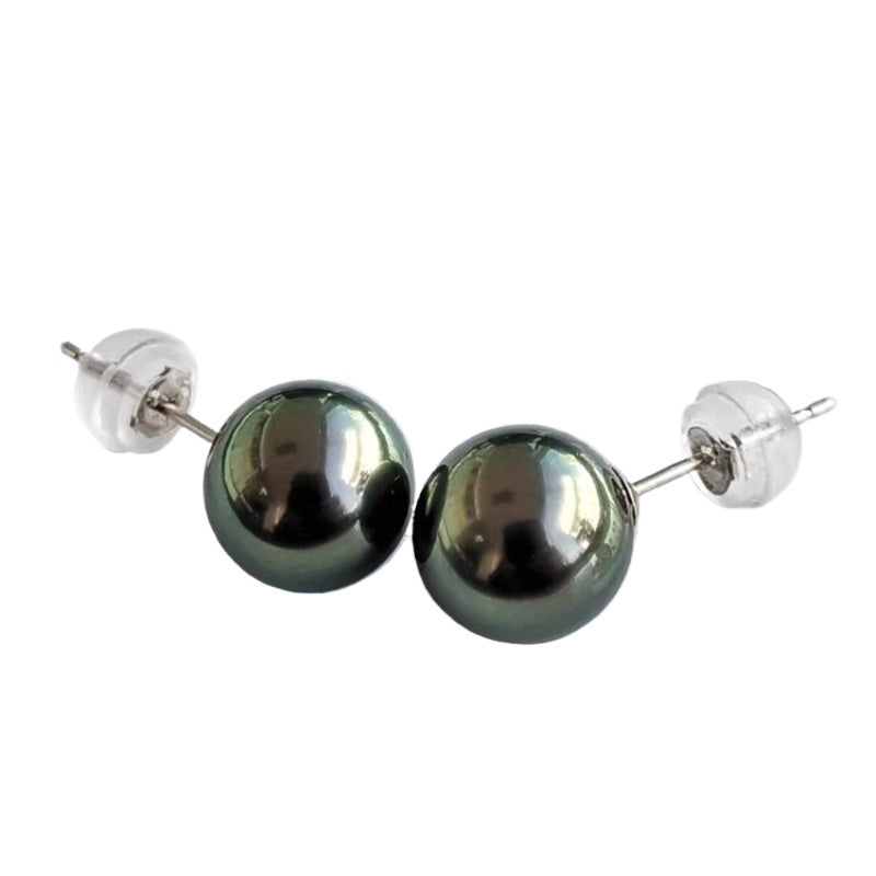 5A Tahitian Black Pearl Earrings 8–14mm in 18K Solid Gold