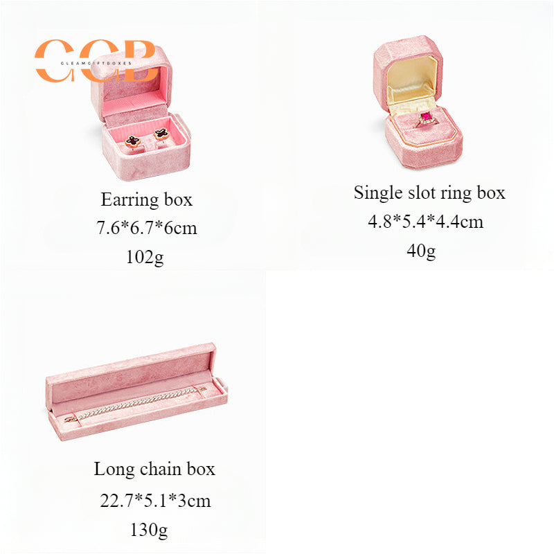 7 Piece Pink Velvet Jewelry Box Set Custom Logo Packaging Display