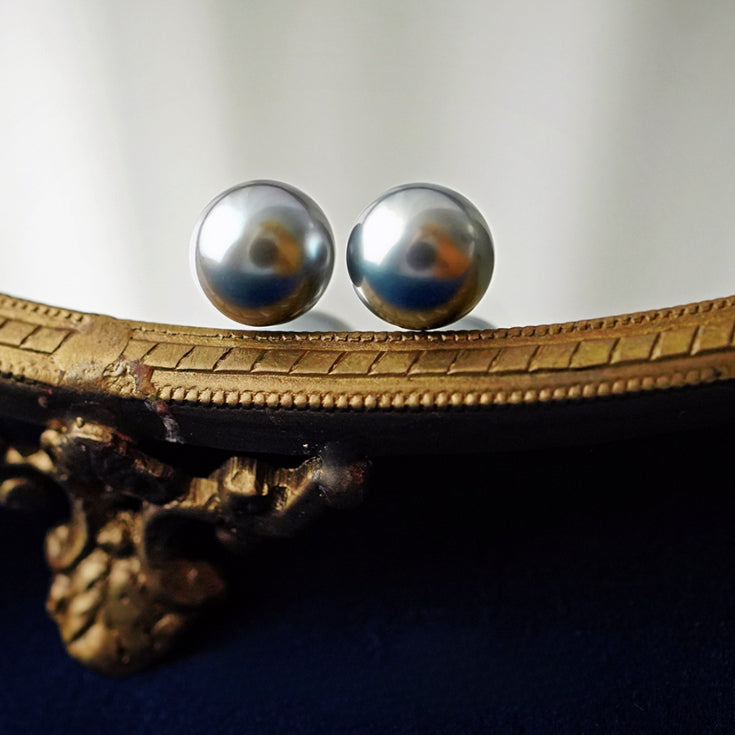 5A 8–14mm Natural Platinum Grey Tahitian Pearl, High Luster Round Undrilled Sea Pearl Bead, Elegant Affordable Loose Pearl for Jewelry