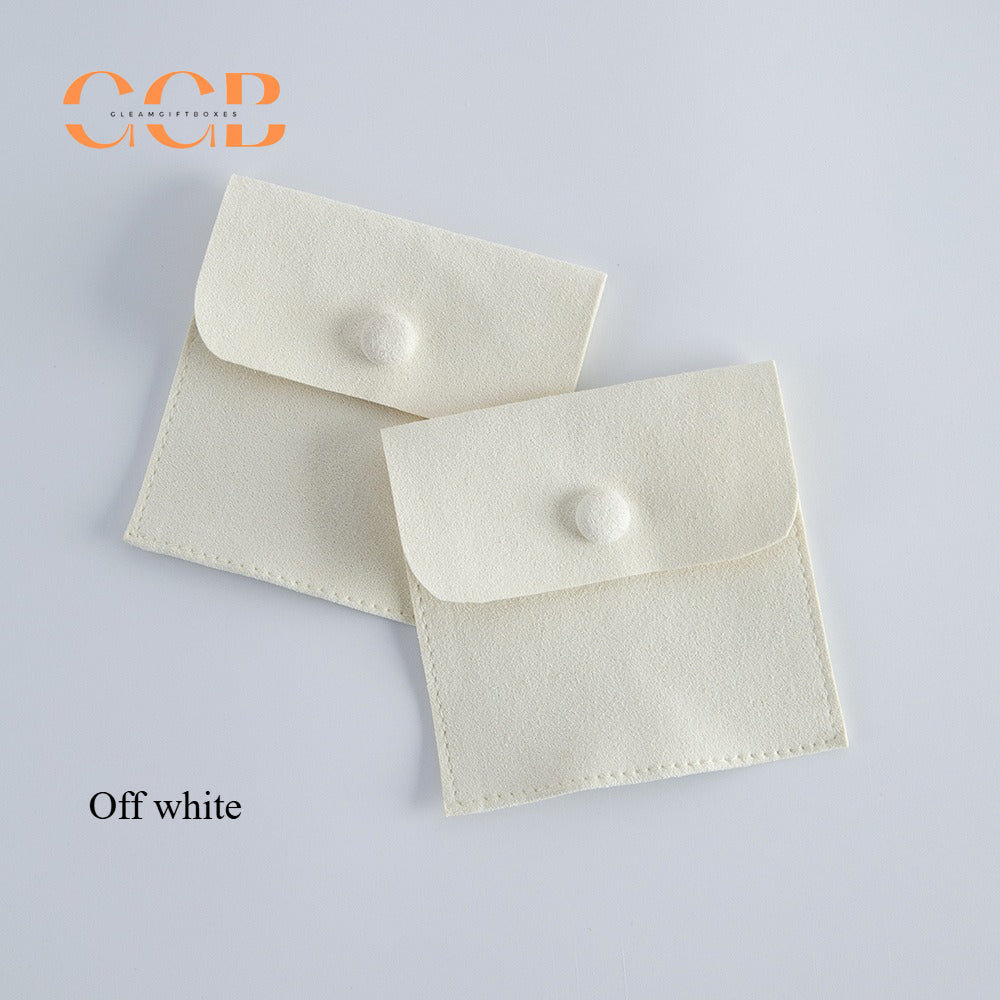20pcs snap button jewelry pouch set, 8x8cm multi color suede pouches for rings earrings necklaces, jewelry packaging bags