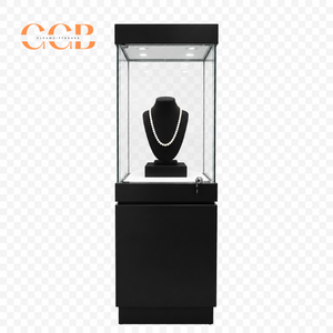 Glass Display Cabinet with LED Light, Collectibles Display Case, Curio Display Cabinet, Lockable Showcase, Retail Display