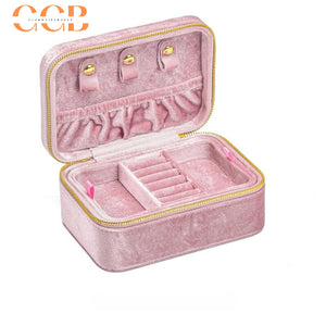 Velvet Travel Jewelry Case, Portable Zipper Organizer for Rings, Earrings & Necklaces, Bridesmaid Gift, Travel Accessory