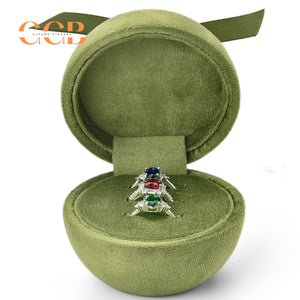 Round velvet jewelry ring box with ribbon single double triple slot gift packaging for wedding engagement proposal display custom logo