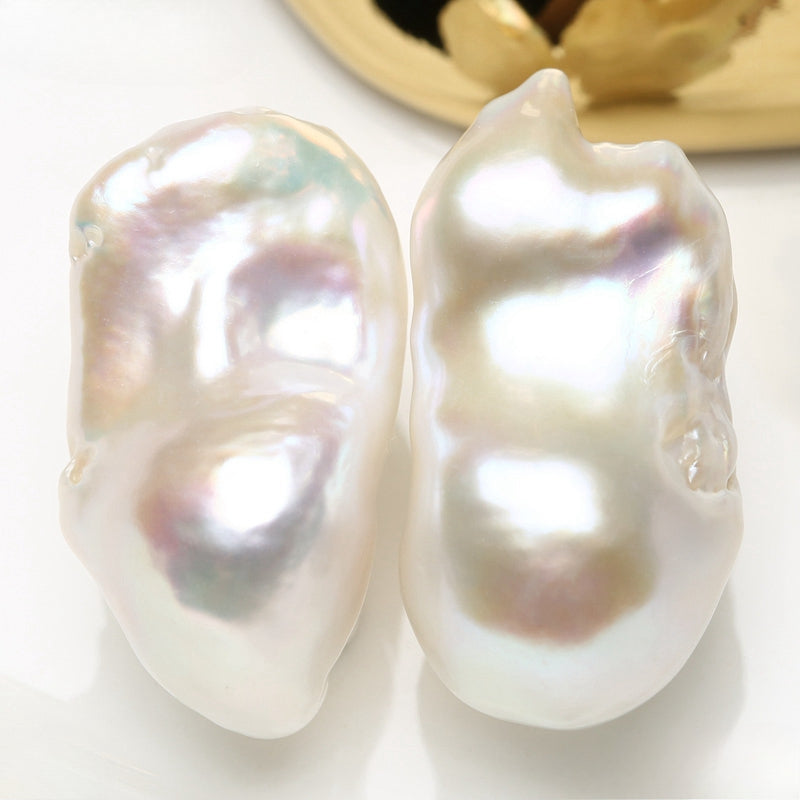 One Pair 4A Flameball Baroque Pearls 12×21mm, Irregular Loose Beads