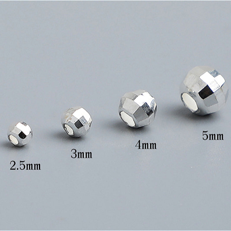 10pcs 2.5-5mm S925 Sterling Silver Faceted Spacer Beads