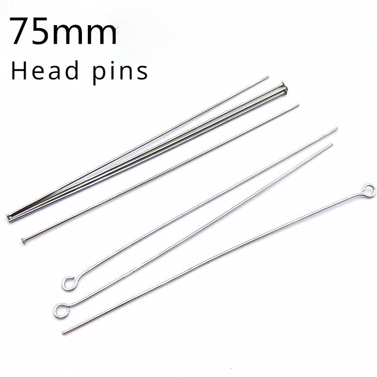 Stainless steel eye pins, Head pins 75mm, 500/pack