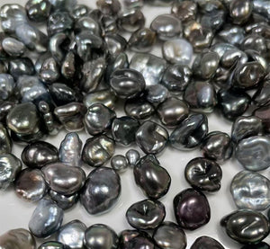 3A 2-12mm Tahitian Keshi Pearl, Natural Black Loose Saltwater Pearl with Good Luster, Undrilled Half Drilled 1mm or Fully Drilled 0.7mm