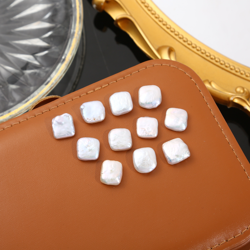 4A Square Baroque Freshwater Pearls Undrilled, Natural White Irregular Shaped Pearls, DIY Jewelry Making Beads, Unique Pearl Wholesale