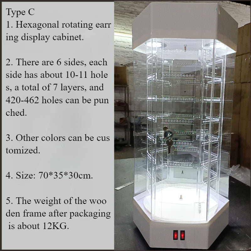 Rotating acrylic jewelry display cabinet, cosmetic and watch showcase stand