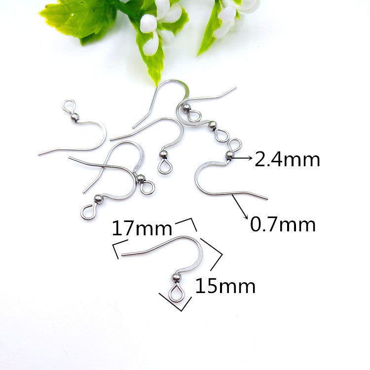 316L Stainless Steel Ear Hooks, Flat Pressed Earring Hook with Ball