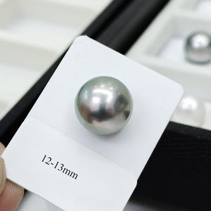 5A 9-14mm Light Platinum Grey Tahitian Pearl, Natural Round Saltwater Pearl High Luster Loose Pearl