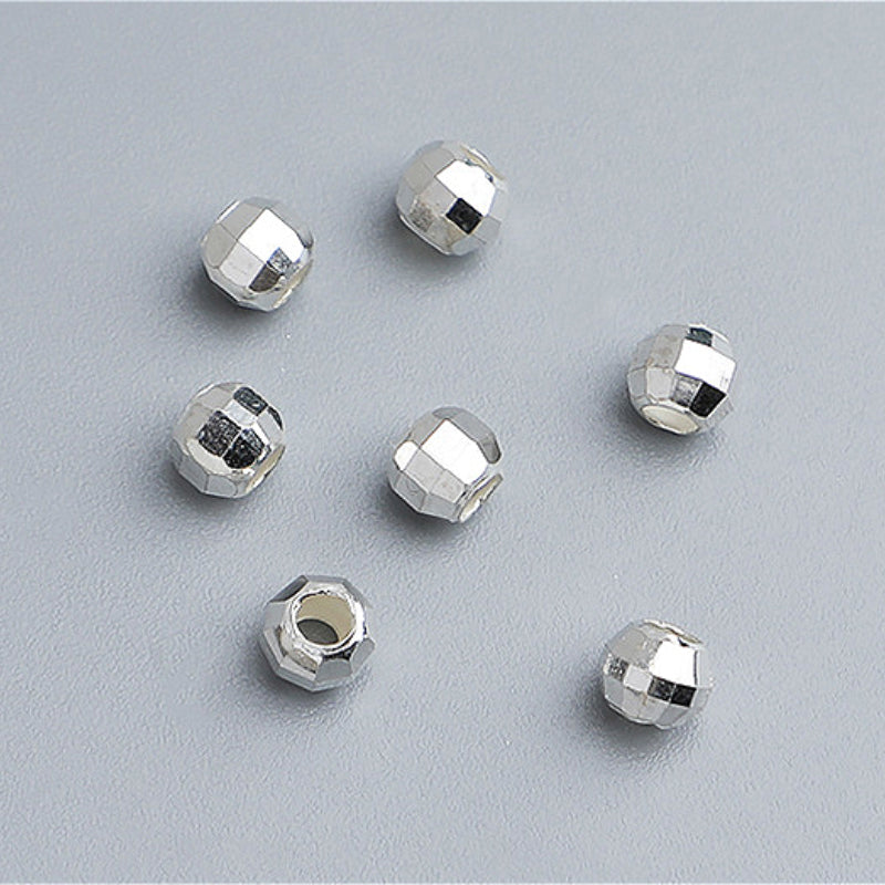10pcs 2.5-5mm S925 Sterling Silver Faceted Spacer Beads