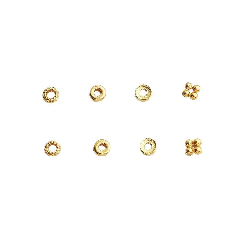 10pcs S925 Sterling Silver Gold-Plated Mini Round Spacer Beads