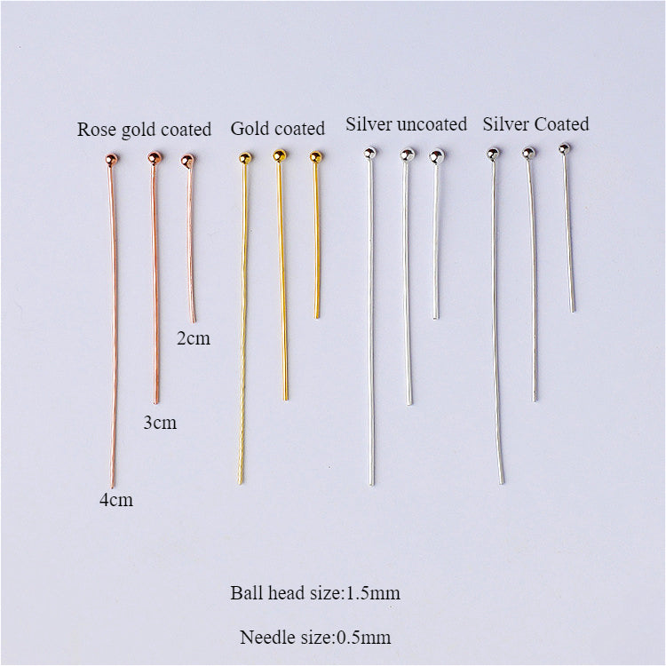10pcs 20-40mm S925 Sterling Silver Ball Head Needles