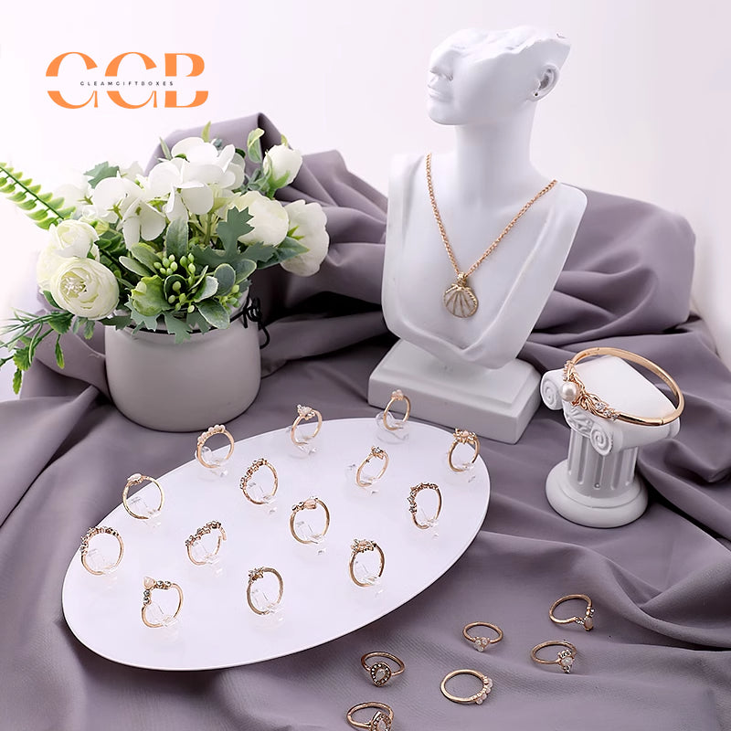 White Acrylic Ring Display Stand, Minimalist Jewelry Holder