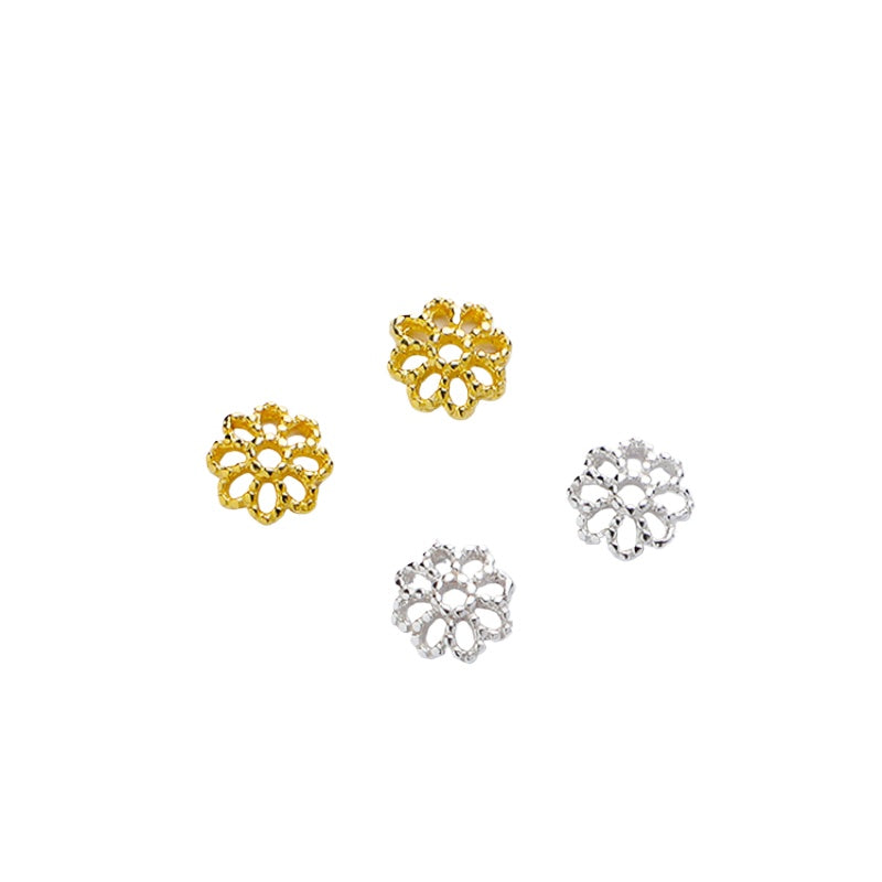 10pcs S925 Silver Gold Plated Flower Bead Cap for DIY Jewelry Making