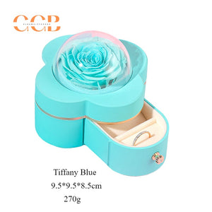 Preserved Four-Leaf Clover Flower Ring or Pendant Jewelry Box