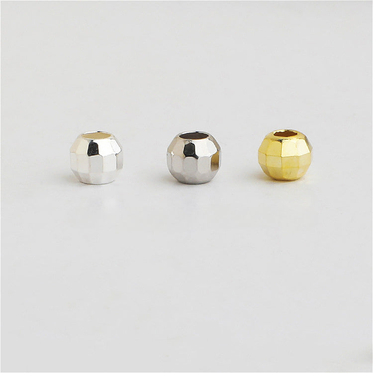 10pcs 2.5-5mm S925 Gold-Plated Faceted Spacer Beads  for DIY Jewelry Making