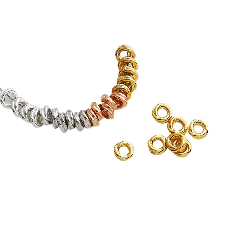 10pcs S925 Sterling Silver Twisted Circle Spacer Beads  3-4mm