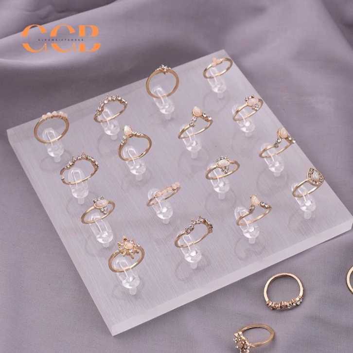 White Acrylic Ring Display Stand, Minimalist Jewelry Holder